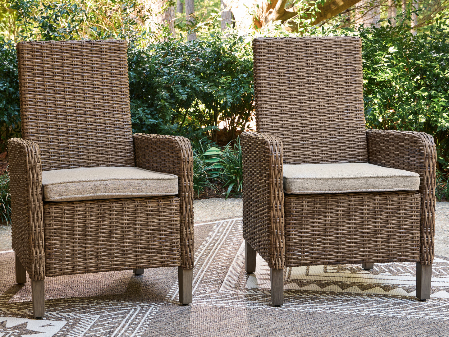Ocala Furniture Outlet - Ashley Furniture - Laguna Heights Outdoor - Arm Chair With Cushion (Set of 2) / Beige - PCP790-601A