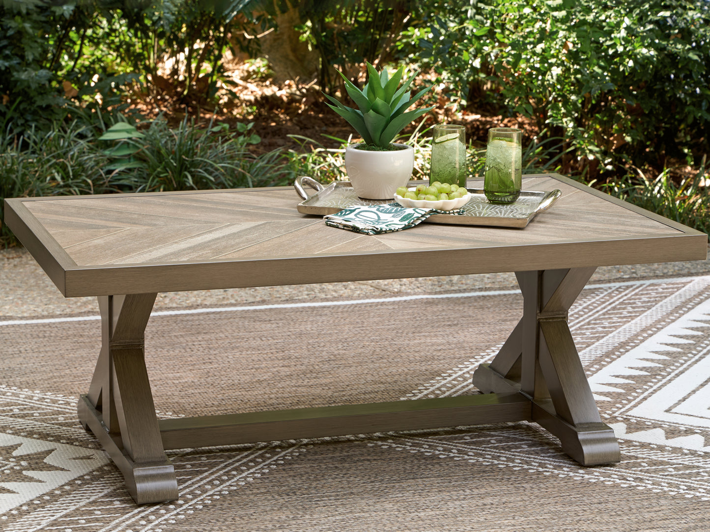Ocala Furniture Outlet - Ashley Furniture - Laguna Heights Outdoor - Rectangular Cocktail Table / Beige - PCP790-701