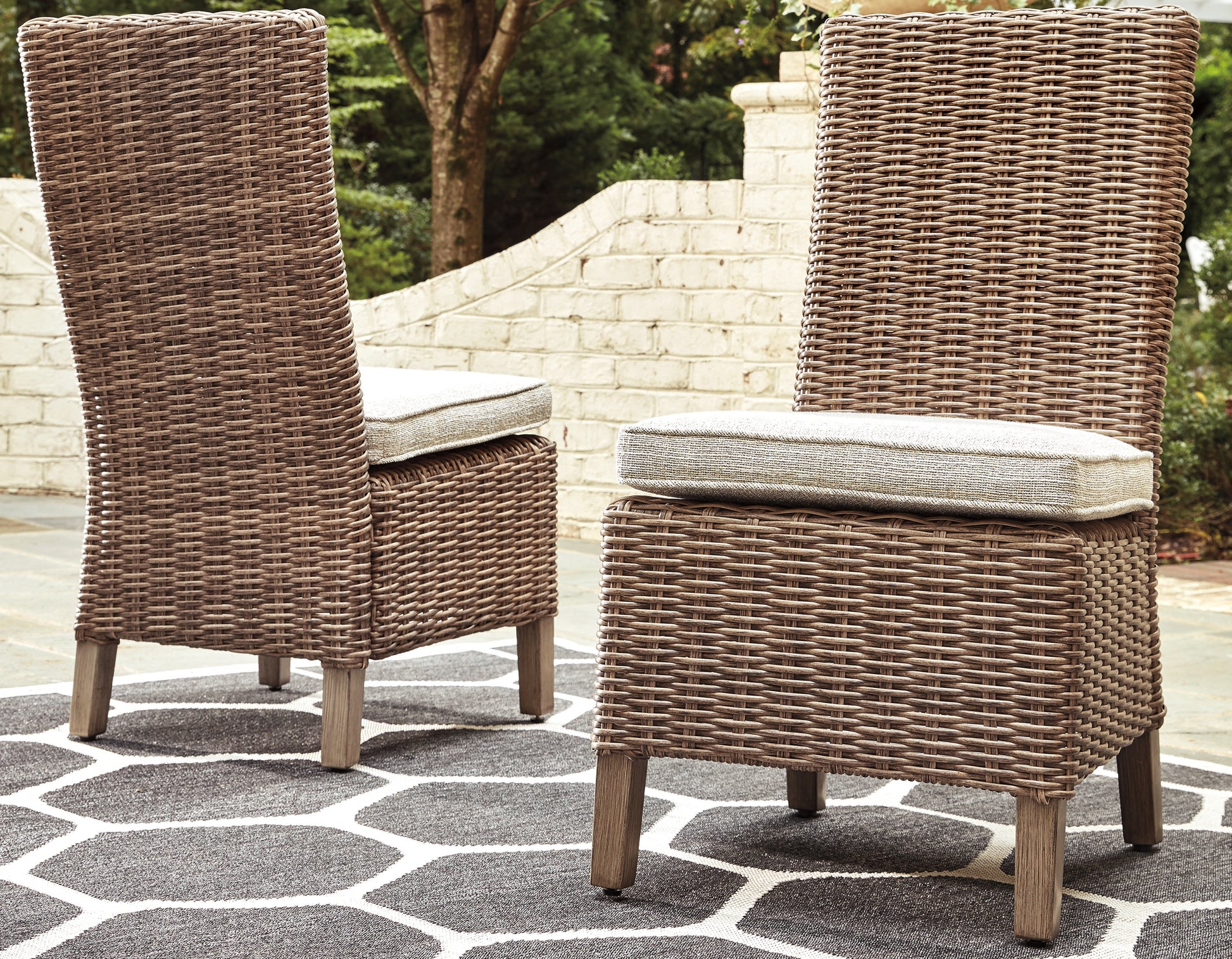 Ocala Furniture Outlet - Ashley Furniture - Beachcroft Outdoor - Side Chair with Cushion (Set of 2) / Beige - P791-601