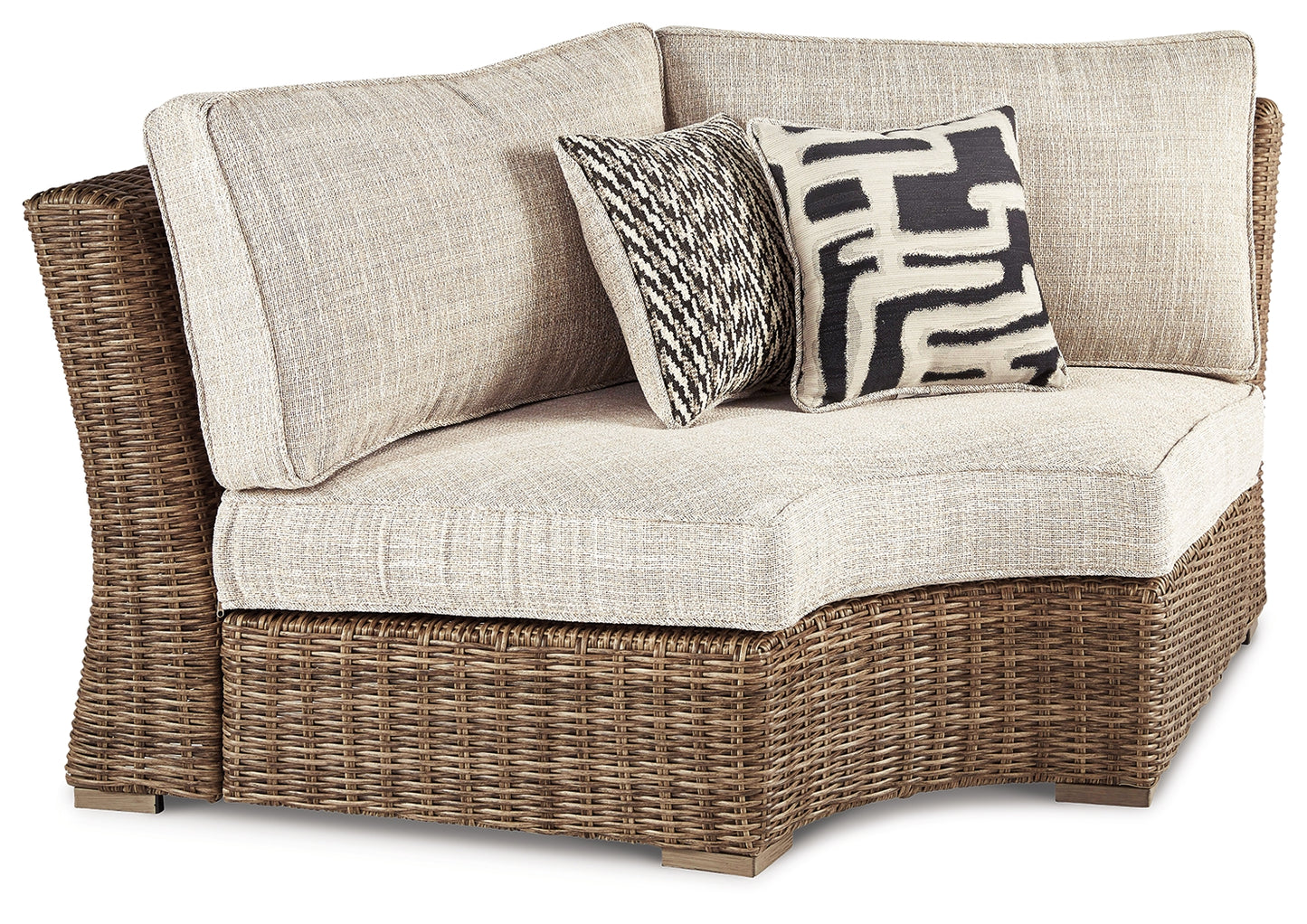 Ocala Furniture Outlet - Ashley Furniture - Beachcroft Outdoor - Curved Corner Chair w/Cushion / Beige - P791-851