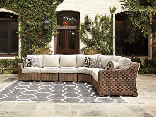 Ocala Furniture Outlet - Ashley Furniture - Beachcroft Outdoor - 5-Piece Outdoor Sectional / Black/Light Gray - P792P6