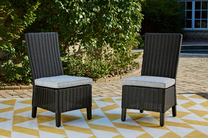 Ocala Furniture Outlet - Ashley Furniture - Beachcroft Outdoor - Side Chair with Cushion (Set of 2) / Black/Light Gray - P792-601