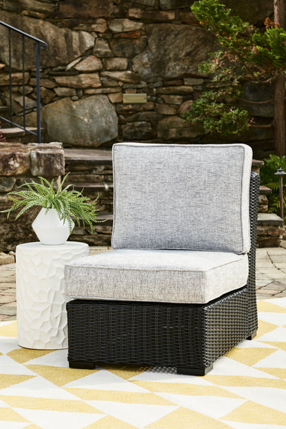 Ocala Furniture Outlet - Ashley Furniture - Beachcroft Outdoor - Armless Chair w/Cushion / Black/Light Gray - P792-846