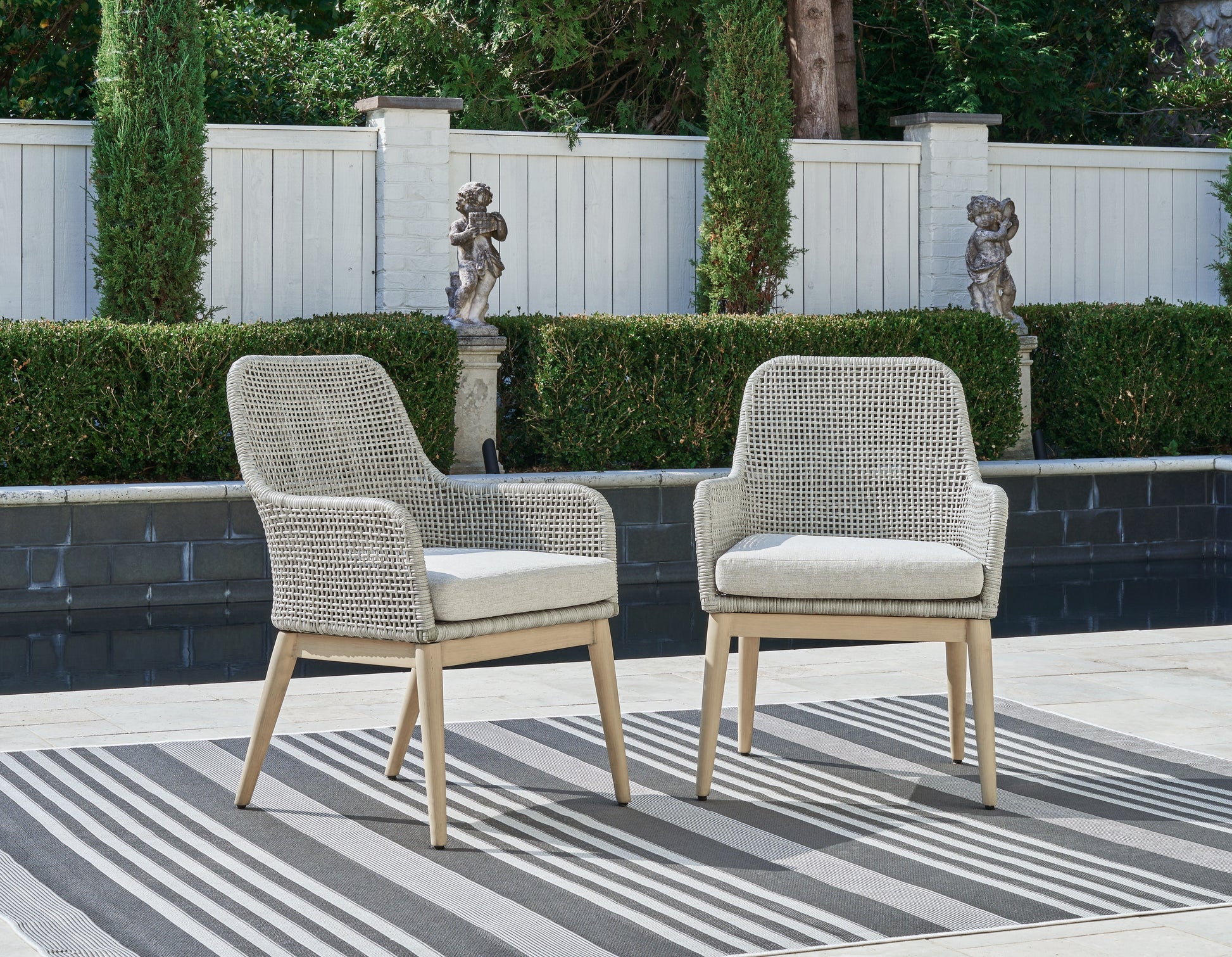 Ocala Furniture Outlet - Ashley Furniture - Seton Creek Outdoor - Arm Chair With Cushion (Set of 2) / Gray - P798-601A