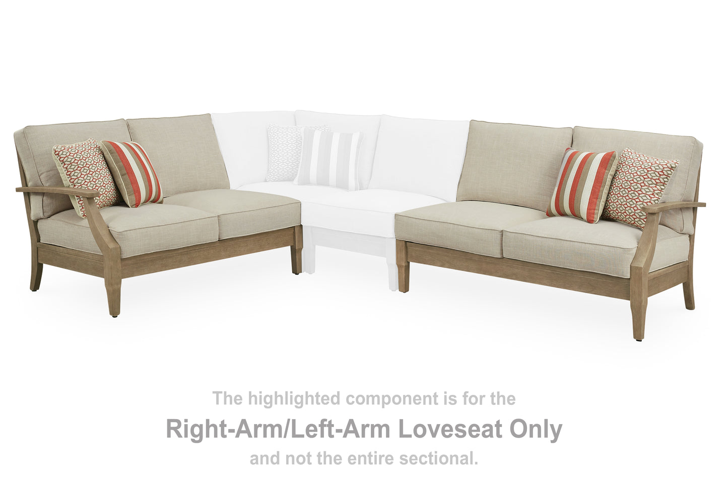 Ocala Furniture Outlet - Ashley Furniture - Clare View Outdoor - RAF/LAF Loveseat w/CUSH (Set of 2) / Beige - P801-854