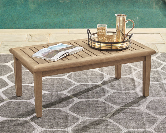 Ocala Furniture Outlet - Ashley Furniture - Gerianne Outdoor - Rectangular Cocktail Table / Grayish Brown - P805-701