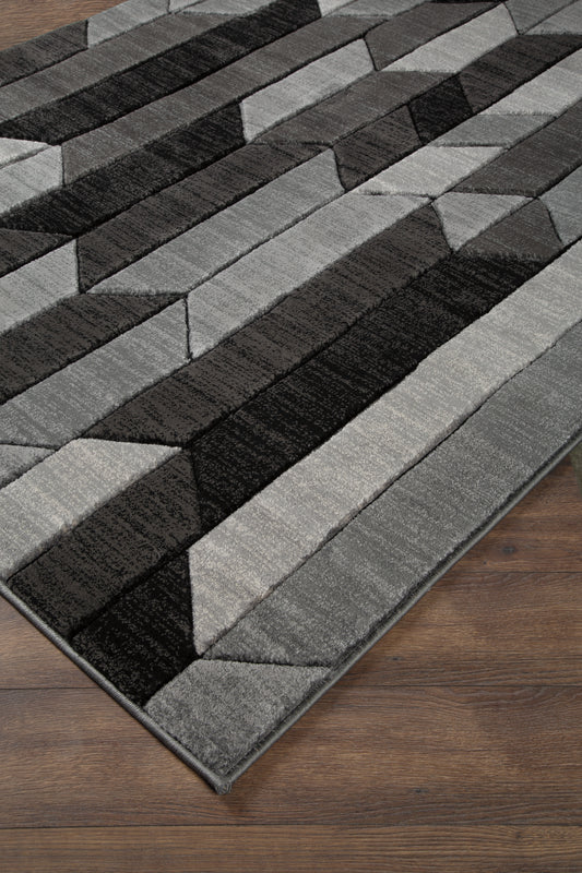 Ocala Furniture Outlet - Ashley Furniture - Chayse Rug - 6'6" x 9'6" Rug / Black/Gray - R403461