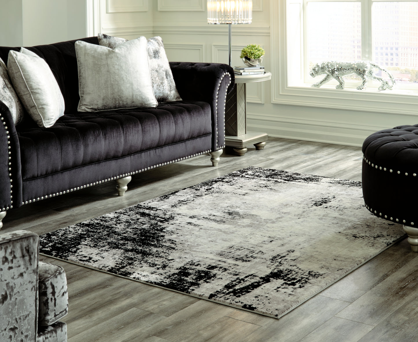 Ocala Furniture Outlet - Ashley Furniture - Zekeman Rug - 7'10" x 10' Rug / Black/Cream/Gray - R404921