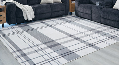 Ocala Furniture Outlet - Ashley Furniture - Kaidlow Rug - 7'7" x 9'8" Washable Rug / Gray/Cream - R405911