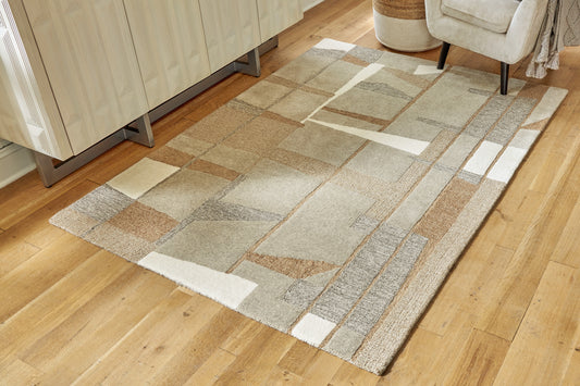 Ocala Furniture Outlet - Ashley Furniture - Abbotton Rug - 5' x 7' Rug / Taupe/Gray/Caramel - R406332