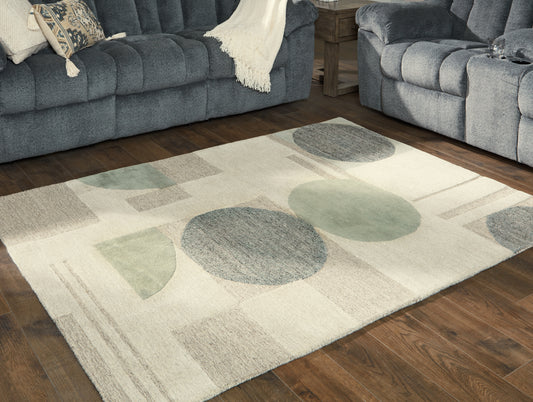 Ocala Furniture Outlet - Ashley Furniture - Dallane Rug - 5' x 7' Rug / Linen/Blue/Green - R406352