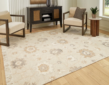 Ocala Furniture Outlet - Ashley Furniture - Calkin Rug - 5' x 7' Rug / Linen/Gray/Caramel - R406392
