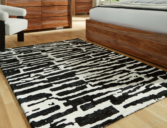 Ocala Furniture Outlet - Ashley Furniture - Bramshaw Rug - 10' x 14' Rug / Black/Ivory - R406760