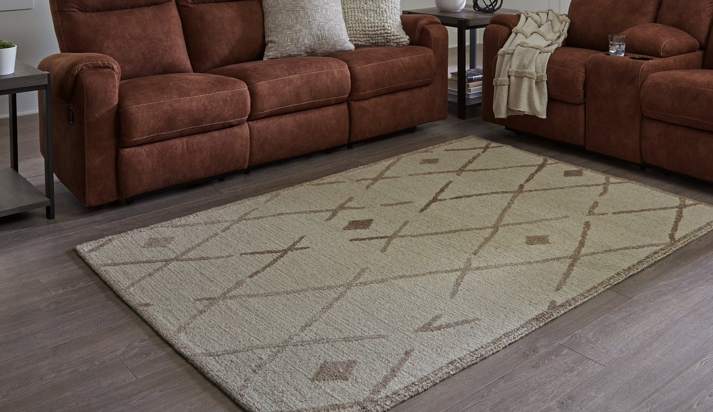 Ocala Furniture Outlet - Ashley Furniture - Guyford Rug - 5' x 7' Rug / Beige/Brown - R406872