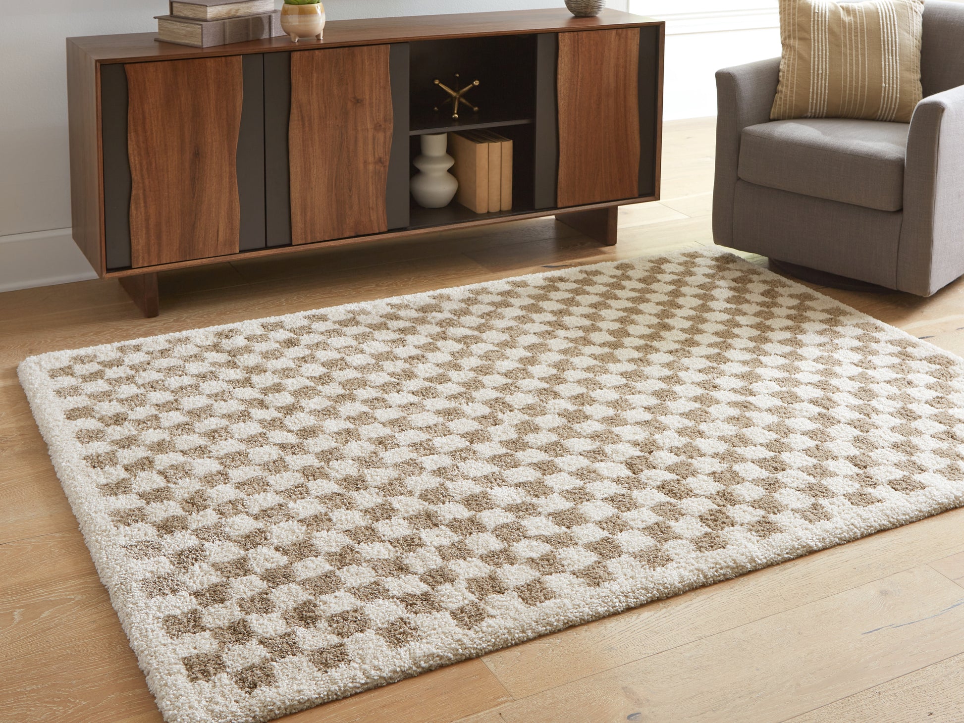Ocala Furniture Outlet - Ashley Furniture - Karamen Rug - Large Rug / Taupe/Ivory - R407341