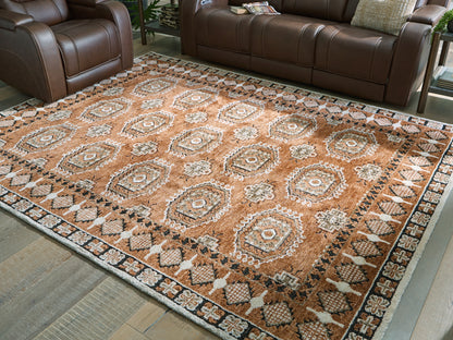 Ocala Furniture Outlet - Ashley Furniture - Qaabiz Rug - 7'8" x 10' Area Rug / Sienna/Ivory/Black - R407521