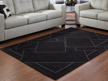Ocala Furniture Outlet - Ashley Furniture - Marav Rug - 5' x 7' Area Rug / Black/White - R407532