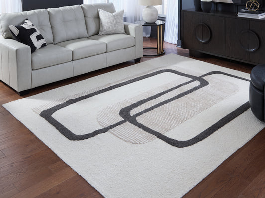 Ocala Furniture Outlet - Ashley Furniture - Davismour Rug - 5' x 7' Area Rug / Ivory/Taupe/Charcoal - R407562
