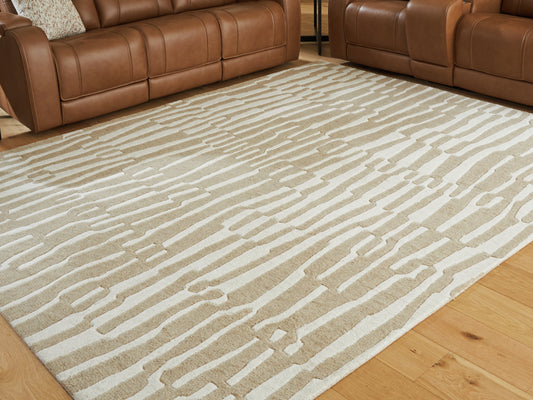 Ocala Furniture Outlet - Ashley Furniture - Corrbell Rug - 5' x 7' Area Rug / Beige/White - R407632