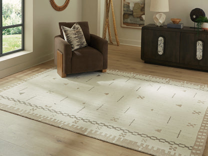 Ocala Furniture Outlet - Ashley Furniture - Dot Rug - 7'8" x 10' Area Rug / Cream/Brown/Taupe - R407651