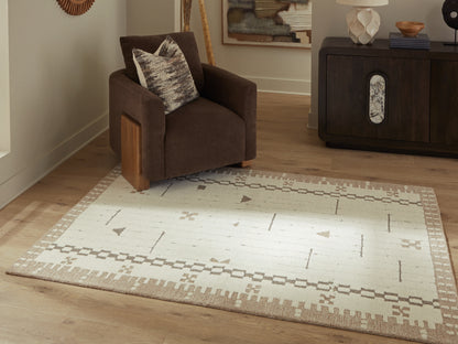 Ocala Furniture Outlet - Ashley Furniture - Dot Rug - 7'8" x 10' Area Rug / Cream/Brown/Taupe - R407651