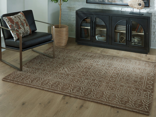Ocala Furniture Outlet - Ashley Furniture - Merrittman Rug - 5' x 7' Area Rug / Brown/Ivory - R407702