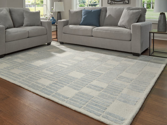 Ocala Furniture Outlet - Ashley Furniture - Dylanton Rug - 5' x 7' Area Rug / Ivory/Blue - R407812