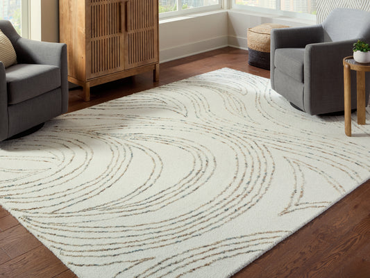 Ocala Furniture Outlet - Ashley Furniture - Deenbury Rug - 7'8" x 10' Area Rug / Ivory/Green/Brown - R407861