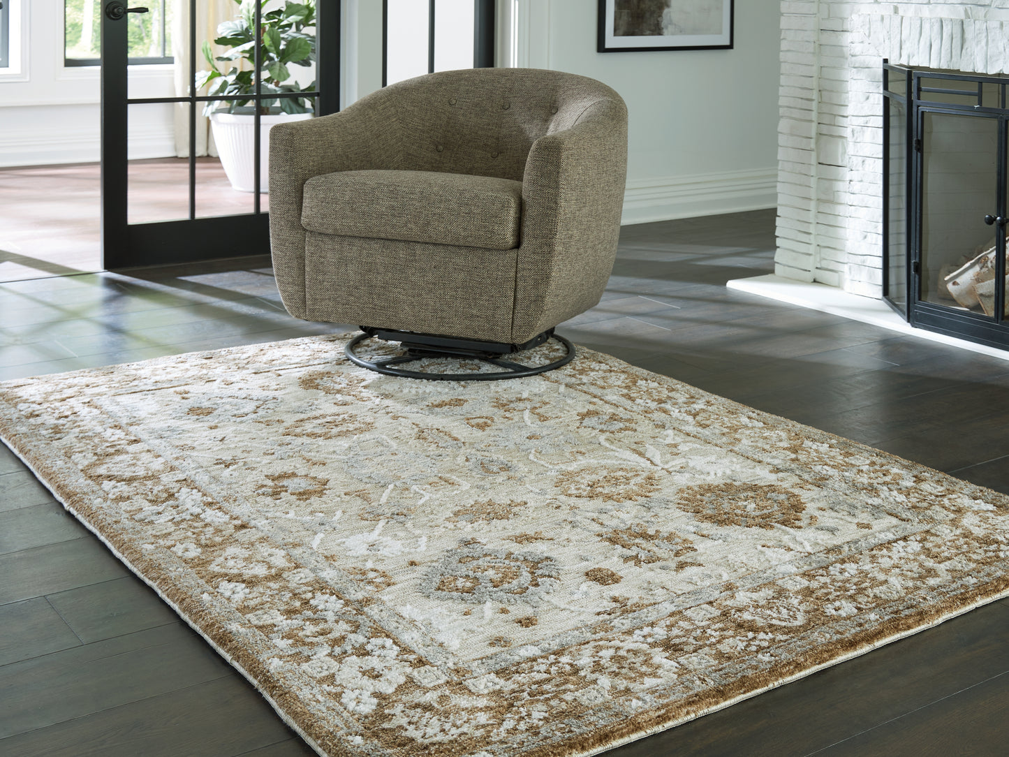 Ocala Furniture Outlet - Ashley Furniture - Ainswick Rug - Memory Foam Medium Rug / Brown/Beige/Gray - R407882