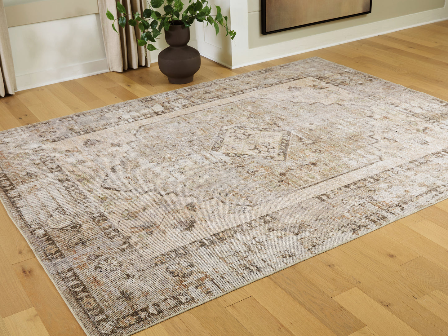 Ocala Furniture Outlet - Ashley Furniture - Livdon Rug - Washable Large Rug / Brown/Beige/Gray - R407911