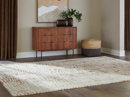 Ocala Furniture Outlet - Ashley Furniture - Uduak Rug - Large Rug / Cream/Tan/Rust - R408111