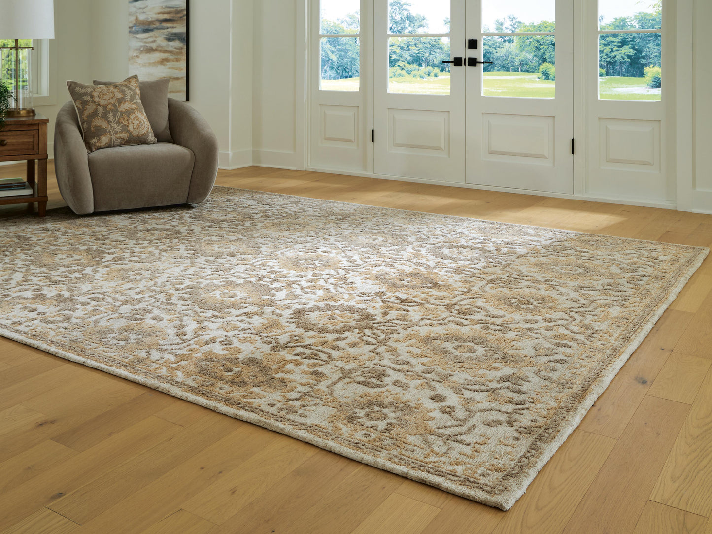 Ocala Furniture Outlet - Ashley Furniture - Sableridge Rug - Extra Large Rug / Ivory/Taupe/Camel - R408570