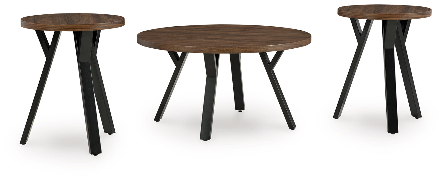 Ocala Furniture Outlet - Ashley Furniture - Elbrynn Table (Set of 3) - Occasional Table Set (3/CN) / Brown/Black - T153-13