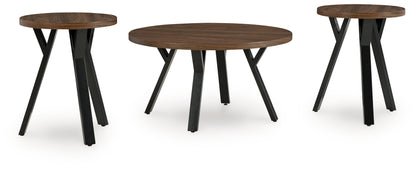 Ocala Furniture Outlet - Ashley Furniture - Elbrynn Table (Set of 3) - Occasional Table Set (3/CN) / Brown/Black - T153-13
