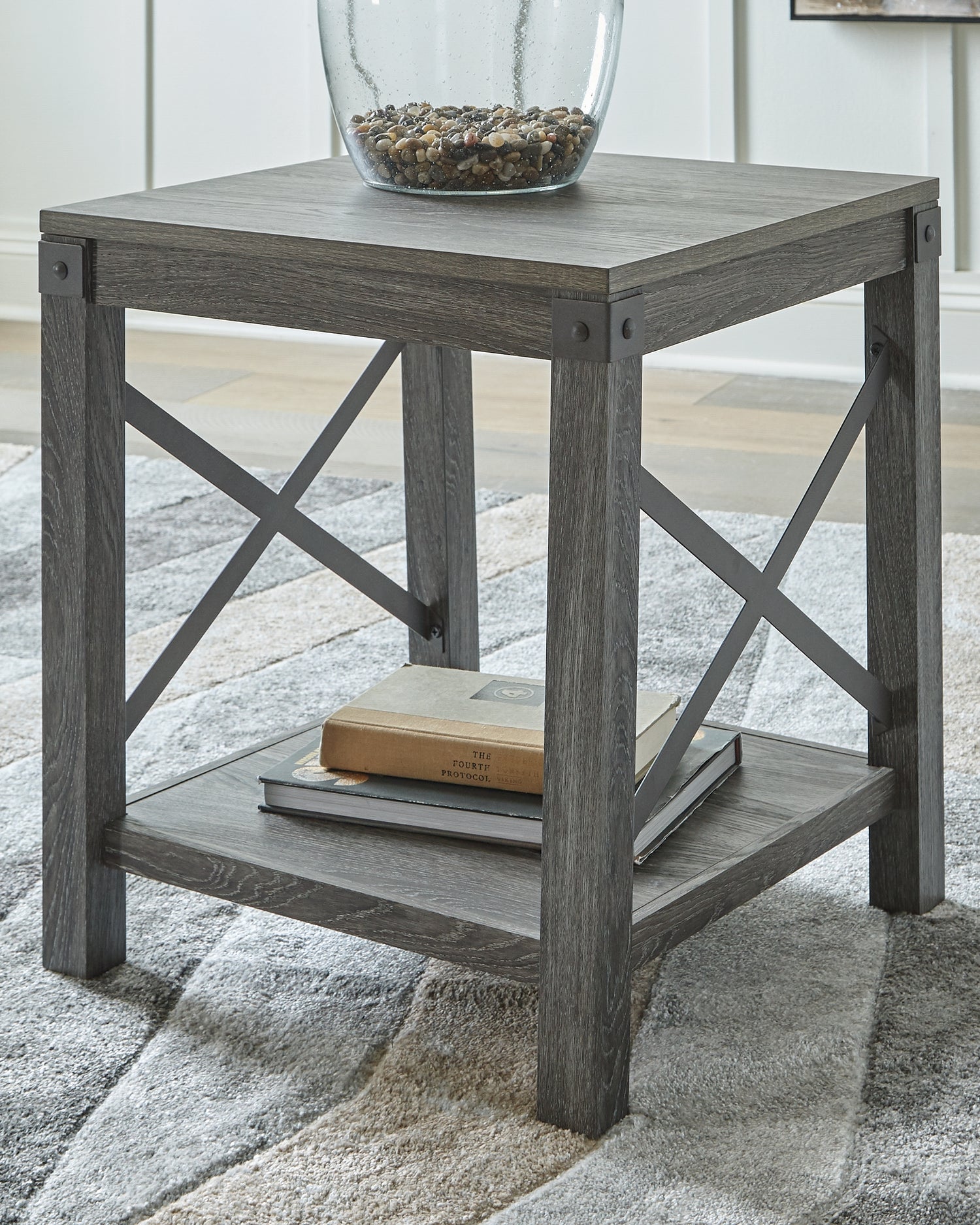 Ocala Furniture Outlet - Ashley Furniture - Freedan End Table - Square End Table / Grayish Brown - T175-2