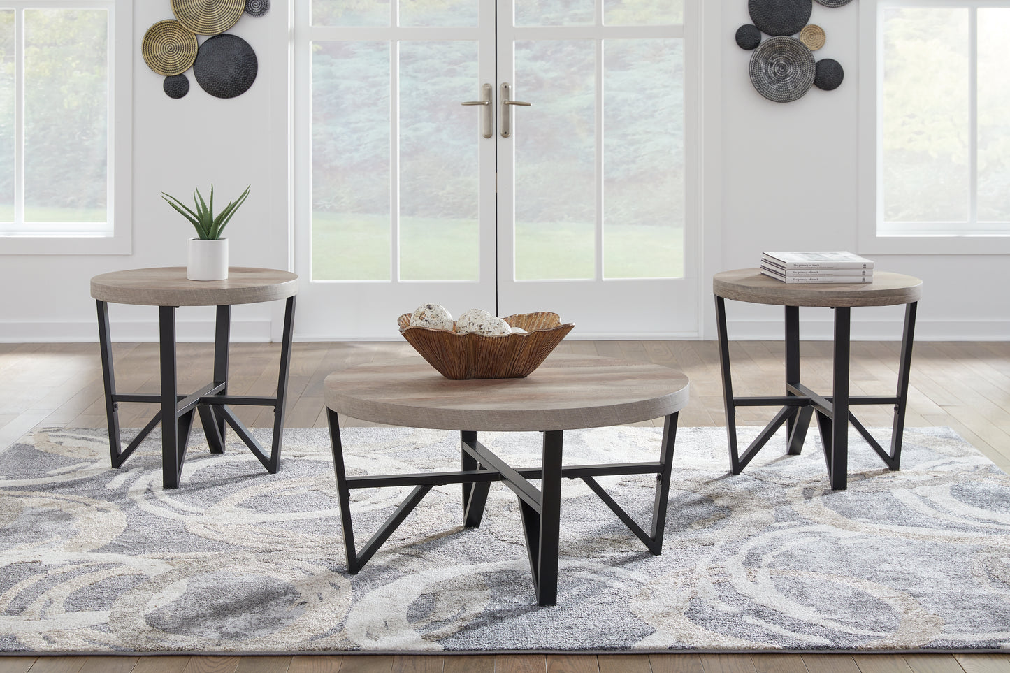 Ocala Furniture Outlet - Ashley Furniture - Deanlee Table (Set of 3) - Occasional Table Set (3/CN) / Grayish Brown/Black - T235-13