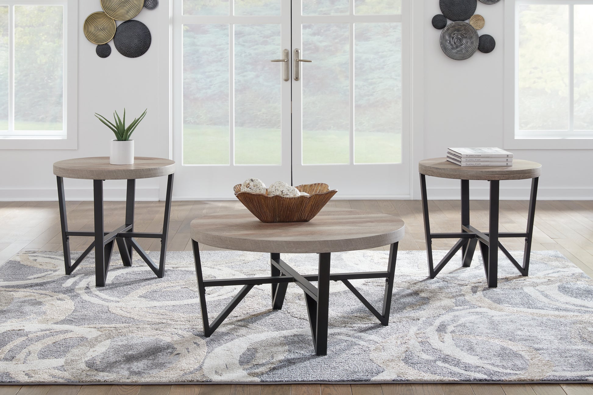 Ocala Furniture Outlet - Ashley Furniture - Deanlee Table (Set of 3) - Occasional Table Set (3/CN) / Grayish Brown/Black - T235-13