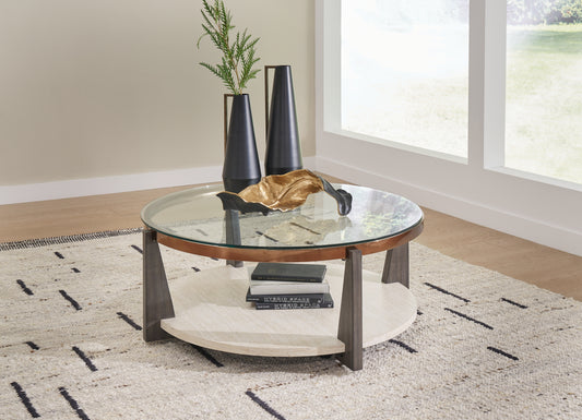 Ocala Furniture Outlet - Ashley Furniture - Frazwa Coffee Table - Round Cocktail Table / Multi - T432-8
