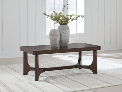 Ocala Furniture Outlet - Ashley Furniture - Korestone Coffee Table - Rectangular Cocktail Table / Dark Brown - T438-1