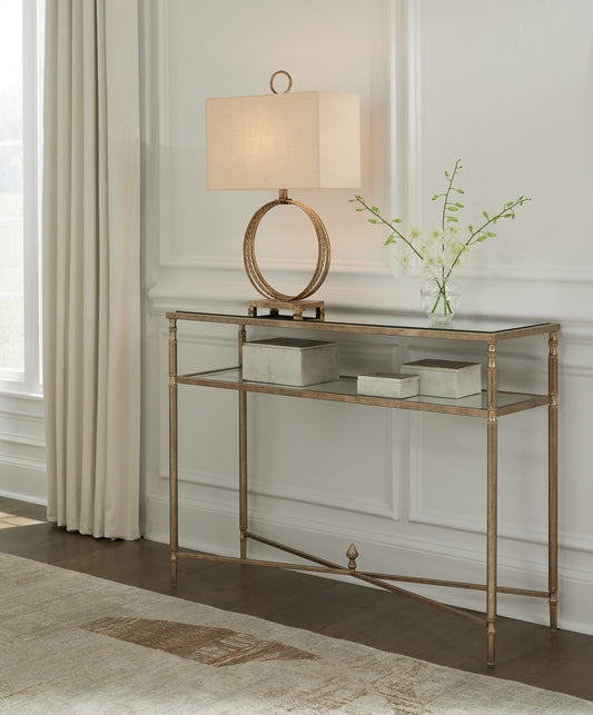 Ocala Furniture Outlet - Ashley Furniture - Cloverty Sofa Table - Sofa Table / Aged Gold Finish - T440-4