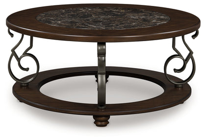 Ocala Furniture Outlet - Ashley Furniture - Frallyn Coffee Table - Round Cocktail Table / Dark Brown - T623-8