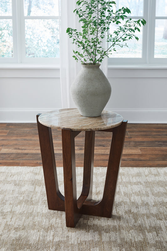 Ocala Furniture Outlet - Ashley Furniture - Tanidore End Table - Round End Table / Warm Brown - T667-6