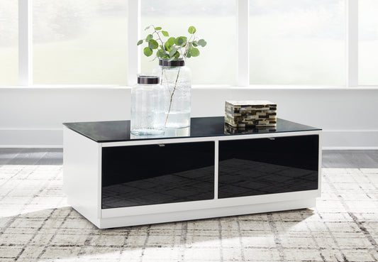 Ocala Furniture Outlet - Ashley Furniture - Gardoni Coffee Table - Rectangular Cocktail Table / White/Black - T756-1
