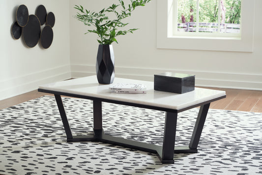 Ocala Furniture Outlet - Ashley Furniture - Fostead Coffee Table - Rectangular Cocktail Table / White/Espresso - T770-1