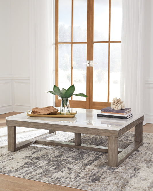 Ocala Furniture Outlet - Ashley Furniture - Loyaska Coffee Table - Rectangular Cocktail Table / Brown/Ivory - T789-1