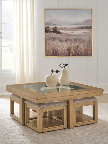 Ocala Furniture Outlet - Ashley Furniture - Wittenmyer Coffee Table with 4 Stools (Set of 5) - Cocktail TBL w/4 Stools (5/CN) - T794-20