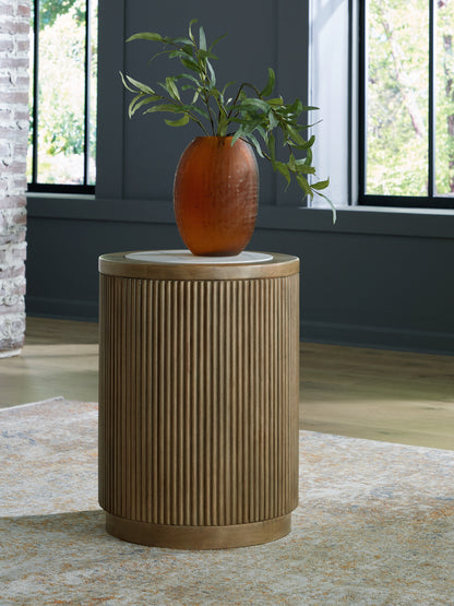 Ocala Furniture Outlet - Ashley Furniture - Camdill End Table - Round End Table / Light Brown/White - T808-6