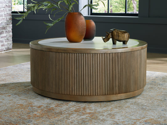 Ocala Furniture Outlet - Ashley Furniture - Camdill Coffee Table - Round Cocktail Table / Light Brown/White - T808-8