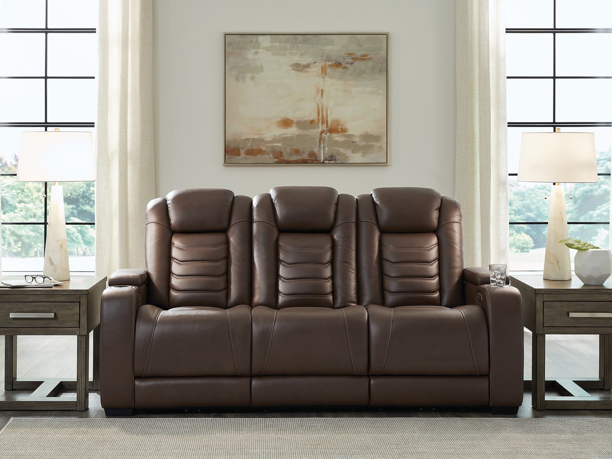 Ocala Furniture Outlet - Ashley Furniture - High Impact Living Room - PWR REC Sofa with ADJ Headrest / Tobacco - U1060115