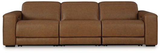 Ocala Furniture Outlet - Ashley Furniture - Magic Man Sectional - 2-Piece Power Reclining Sectional Loveseat with Console / Caramel - PCU10700S3